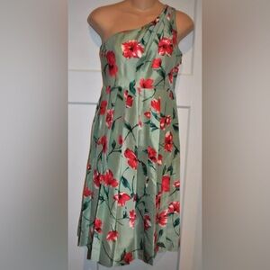 EXPRESS One Shoulder Silk Pleated Floral Dress size 4